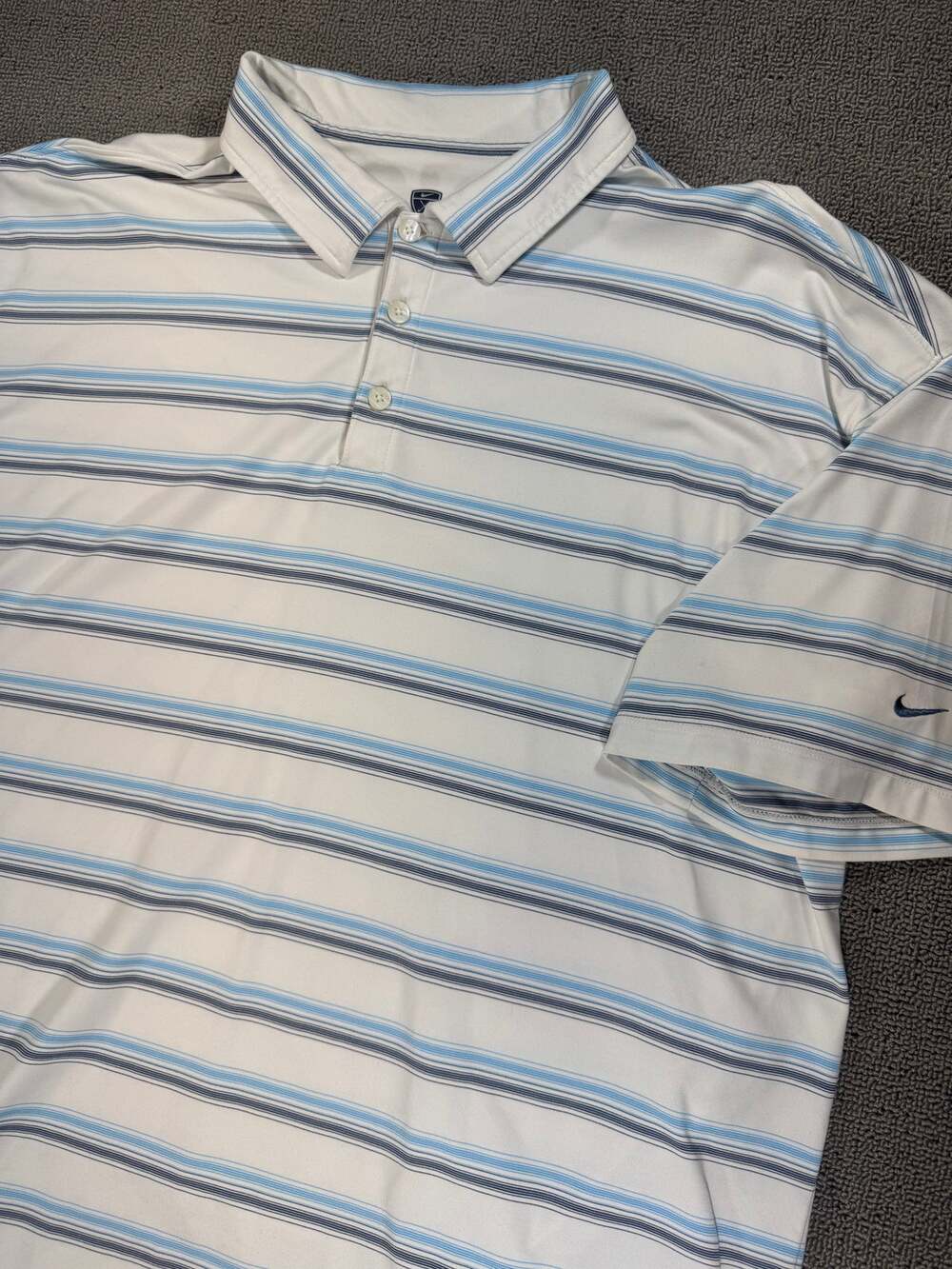 Nike Golf Dri-FIT UV Striped Polo Shirt Blue White XXL